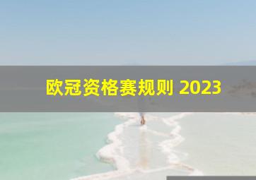 欧冠资格赛规则 2023